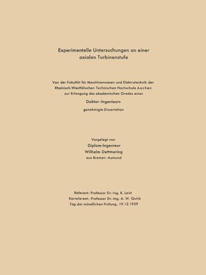 cover image of Experimentelle Untersuchungen an einer axialen Turbinenstufe